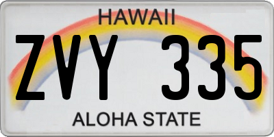 HI license plate ZVY335