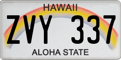 HI license plate ZVY337
