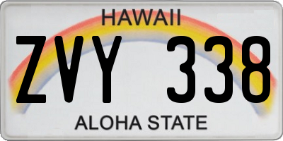 HI license plate ZVY338