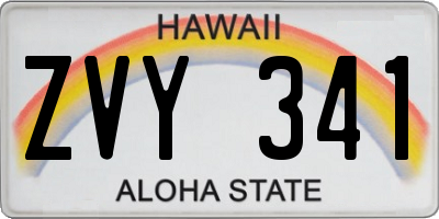 HI license plate ZVY341