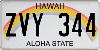 HI license plate ZVY344