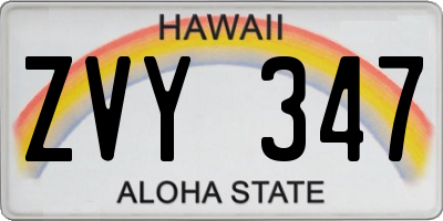 HI license plate ZVY347