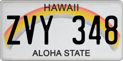 HI license plate ZVY348