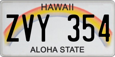 HI license plate ZVY354