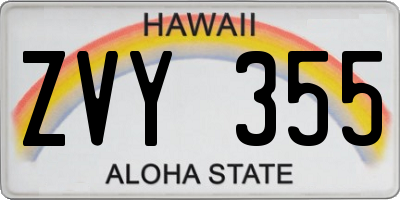 HI license plate ZVY355