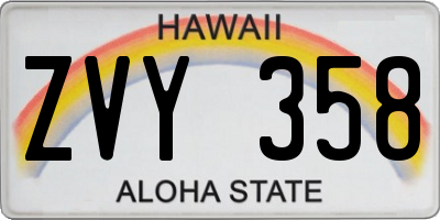 HI license plate ZVY358