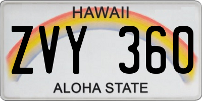 HI license plate ZVY360