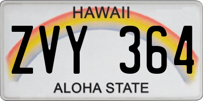 HI license plate ZVY364