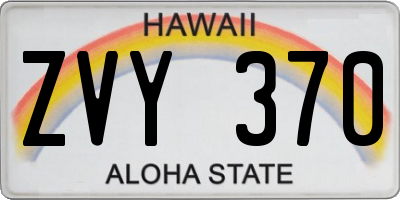 HI license plate ZVY370