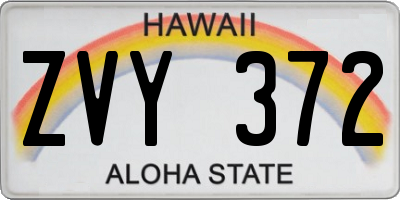 HI license plate ZVY372