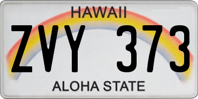 HI license plate ZVY373