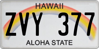 HI license plate ZVY377