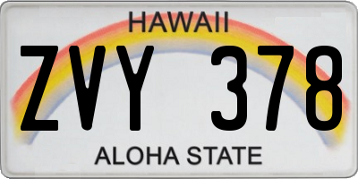 HI license plate ZVY378