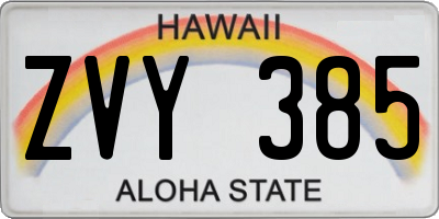 HI license plate ZVY385