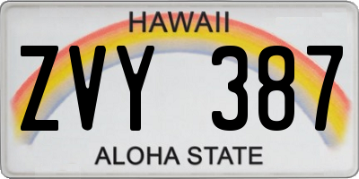HI license plate ZVY387