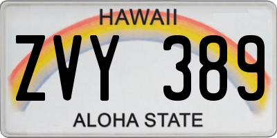 HI license plate ZVY389