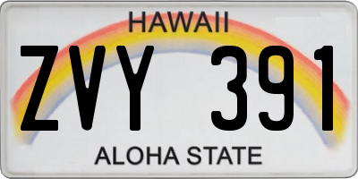 HI license plate ZVY391