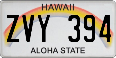 HI license plate ZVY394