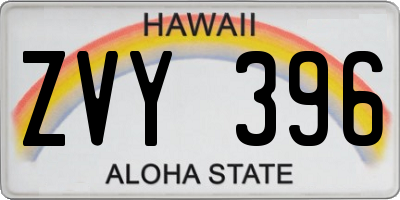 HI license plate ZVY396