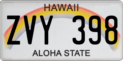HI license plate ZVY398