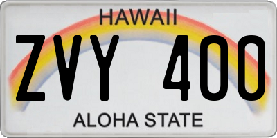 HI license plate ZVY400