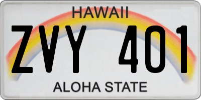 HI license plate ZVY401
