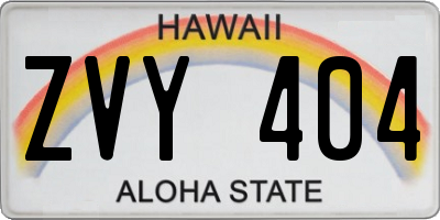 HI license plate ZVY404