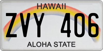 HI license plate ZVY406