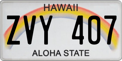 HI license plate ZVY407