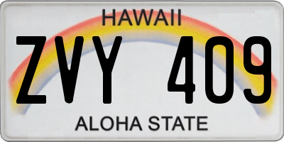 HI license plate ZVY409