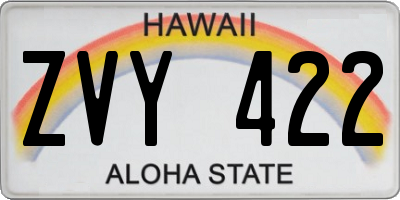 HI license plate ZVY422
