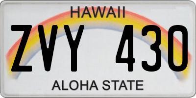 HI license plate ZVY430