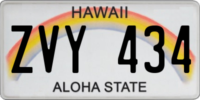 HI license plate ZVY434