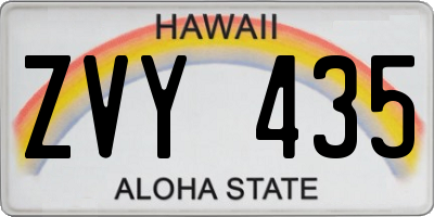 HI license plate ZVY435