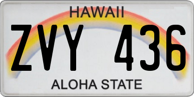HI license plate ZVY436