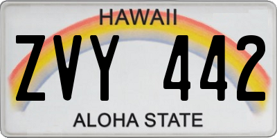 HI license plate ZVY442