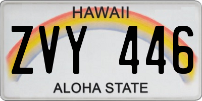 HI license plate ZVY446