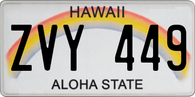 HI license plate ZVY449