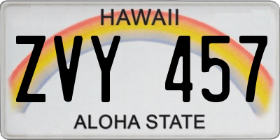 HI license plate ZVY457