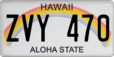 HI license plate ZVY470