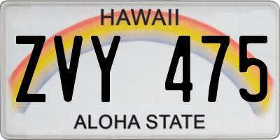 HI license plate ZVY475