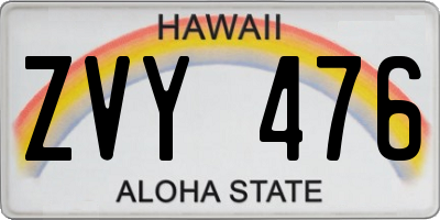 HI license plate ZVY476