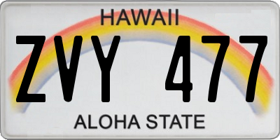 HI license plate ZVY477