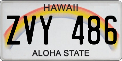 HI license plate ZVY486