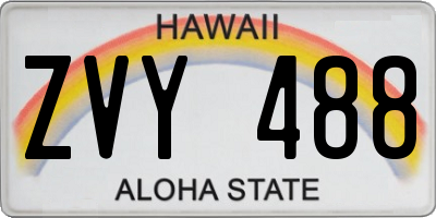 HI license plate ZVY488