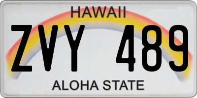 HI license plate ZVY489