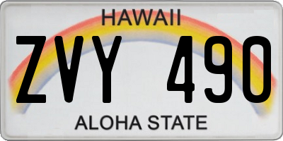 HI license plate ZVY490