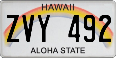 HI license plate ZVY492