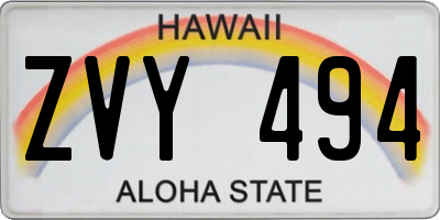 HI license plate ZVY494