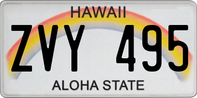 HI license plate ZVY495